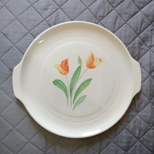 Edwin Knowles Utility Ware  RED TULIP Tab Handle Round Platter